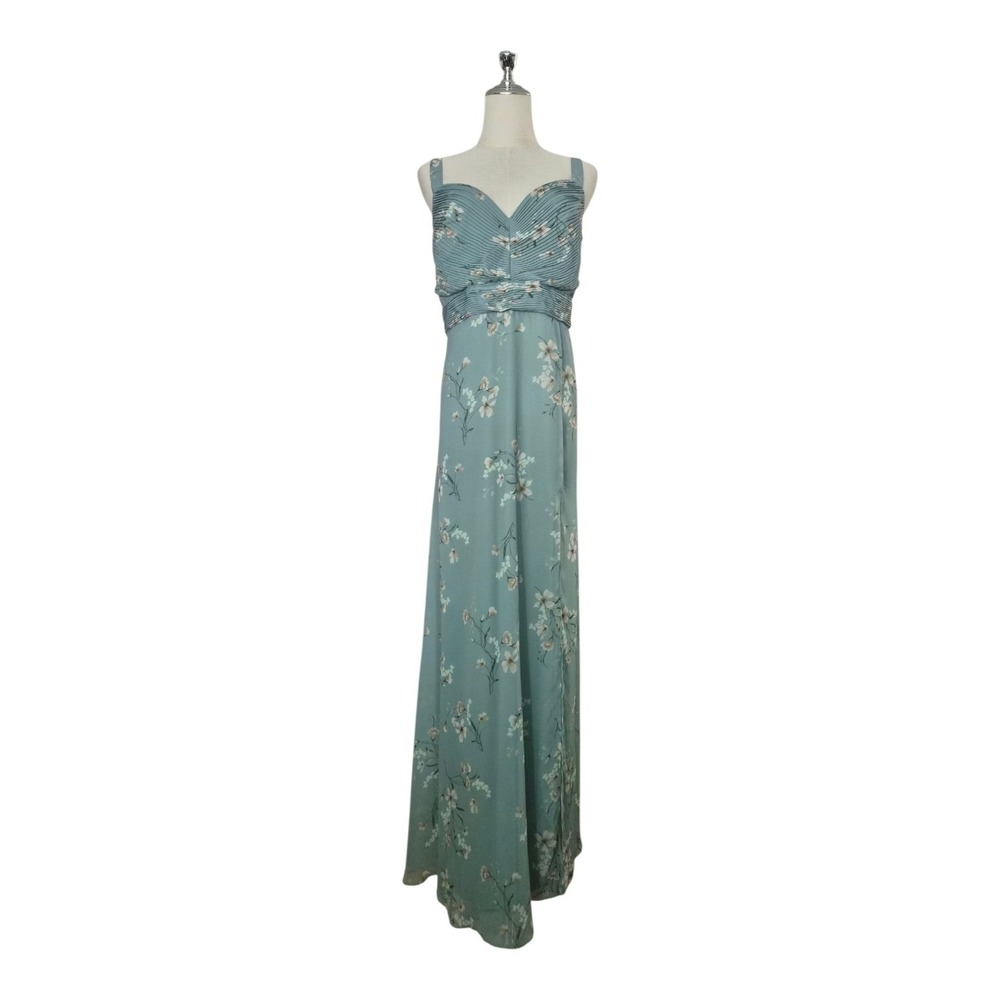 Birdy Grey Deborah Chiffon‎ Sage Le Fleur Floral Bridesmaid Dress 1X Maxi NWT
